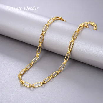 

Timeless Wonder Brass Geo Chains Choker Necklace Women Jewelry Punk Designer Ins Trendy Hip Hop Top Set Party Ins Fancy New 5488