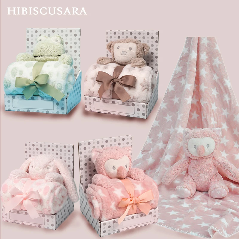 Baby Plush Blanket with Security Doll Boys Girls Fleece Blankets 76*76