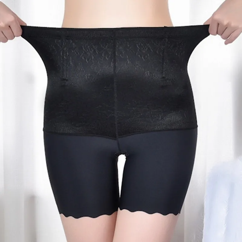 Women's High Waist Smooth Pants Thigh Slimmer Body Shaper Tummy Slimming Control Panties High-waisted Abdomen Safety Pants Thin