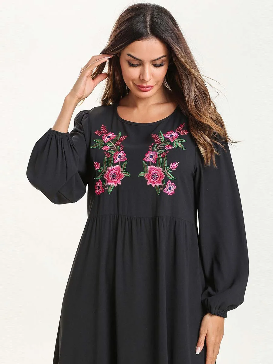 Элегантная вышивка мусульманских abaya Макси платье свободные Vestidos кардиган-кимоно с длинным халаты Jubah Ближнего Востока Рамазан Исламская