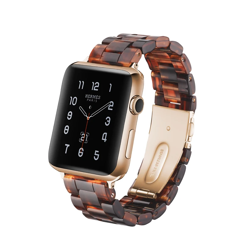 Nougat цветные полосы для i Watch Series 1 2 3 браслет ремешок из смолы 44 мм 40 мм для Apple Watch 4 5 - Цвет ремешка: Honey