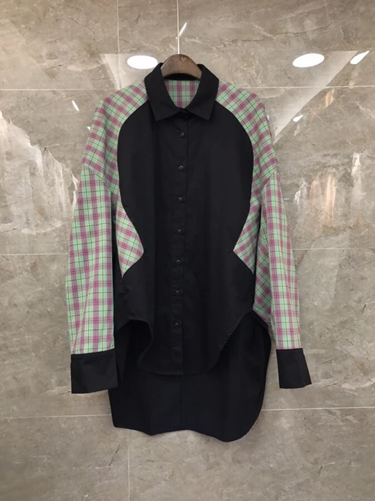 

Early Autumn 2019 New Women's Fashion Colour Mosaic Lattice Decoration Long Sleeve Loose Baitao Jacket 911