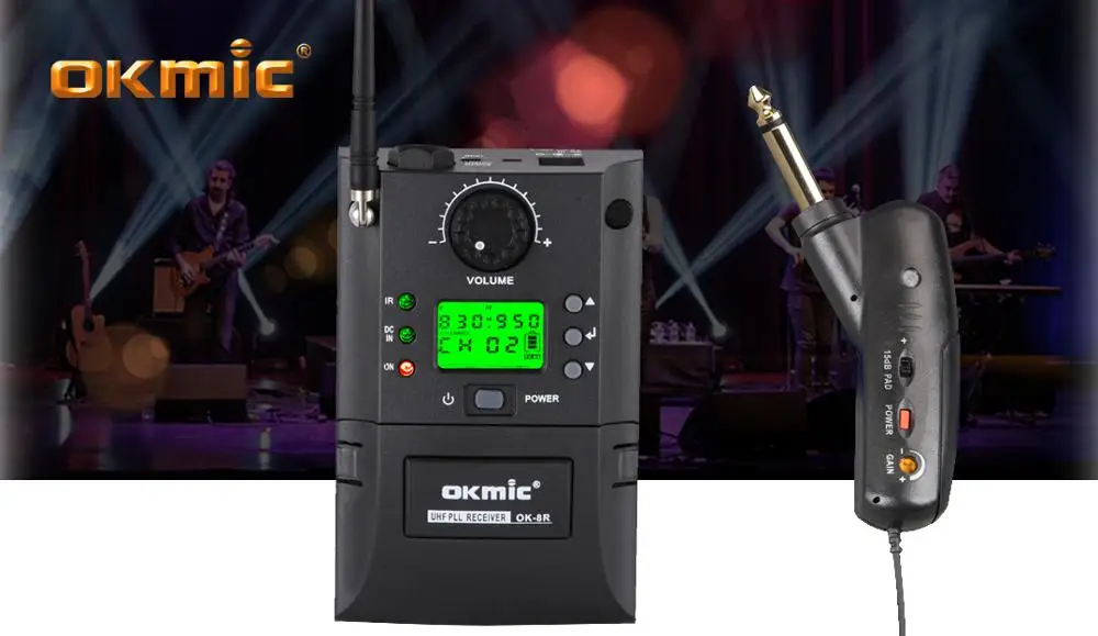 OKMIC OK-8R/7 T UHF PLL Инструмент интервью гитары звукосниматели Беспроводная система 135 градусов угол jack для гитары сцены