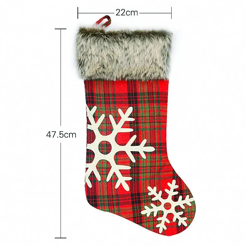 Christmas Red and Black Plaid Snowflake Gift Presents socks Christmas Stockings Bags Christmas Decorations For Home XD20202 - Цвет: snowflake