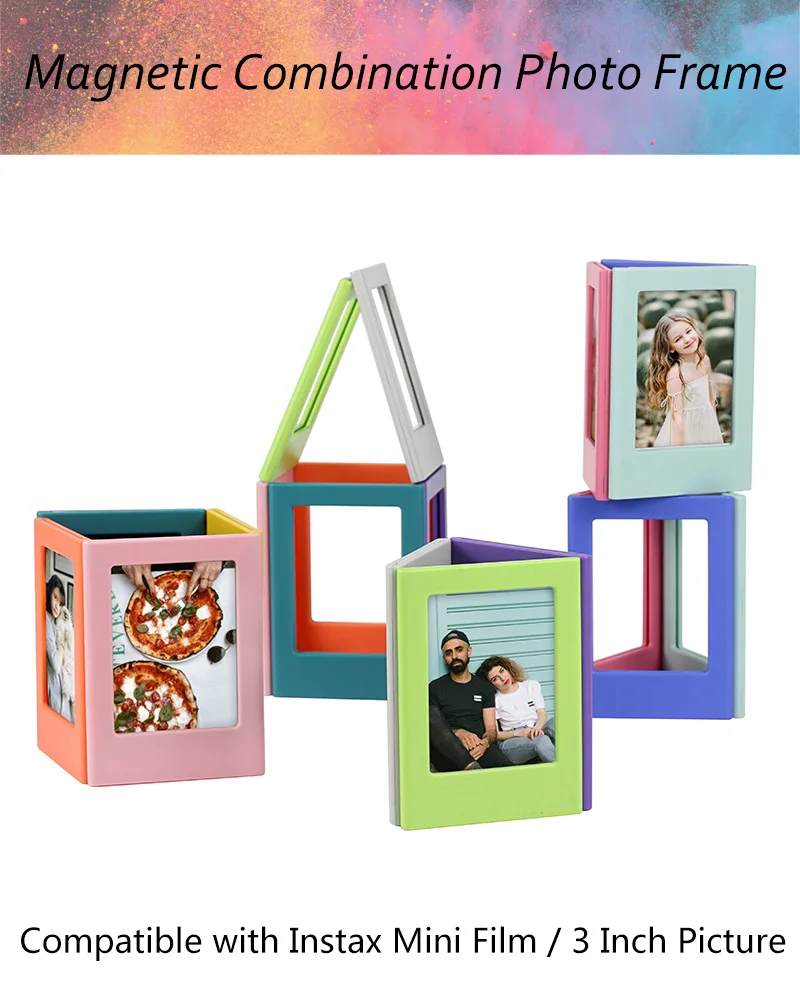 CAIUL фото рамка для ЖК-дисплея с подсветкой Fujifilm Instax Mini 8/8+ 9 фотоальбом магнитный стикер для холодильника 3 дюймов фоторамка с 10 Цвета