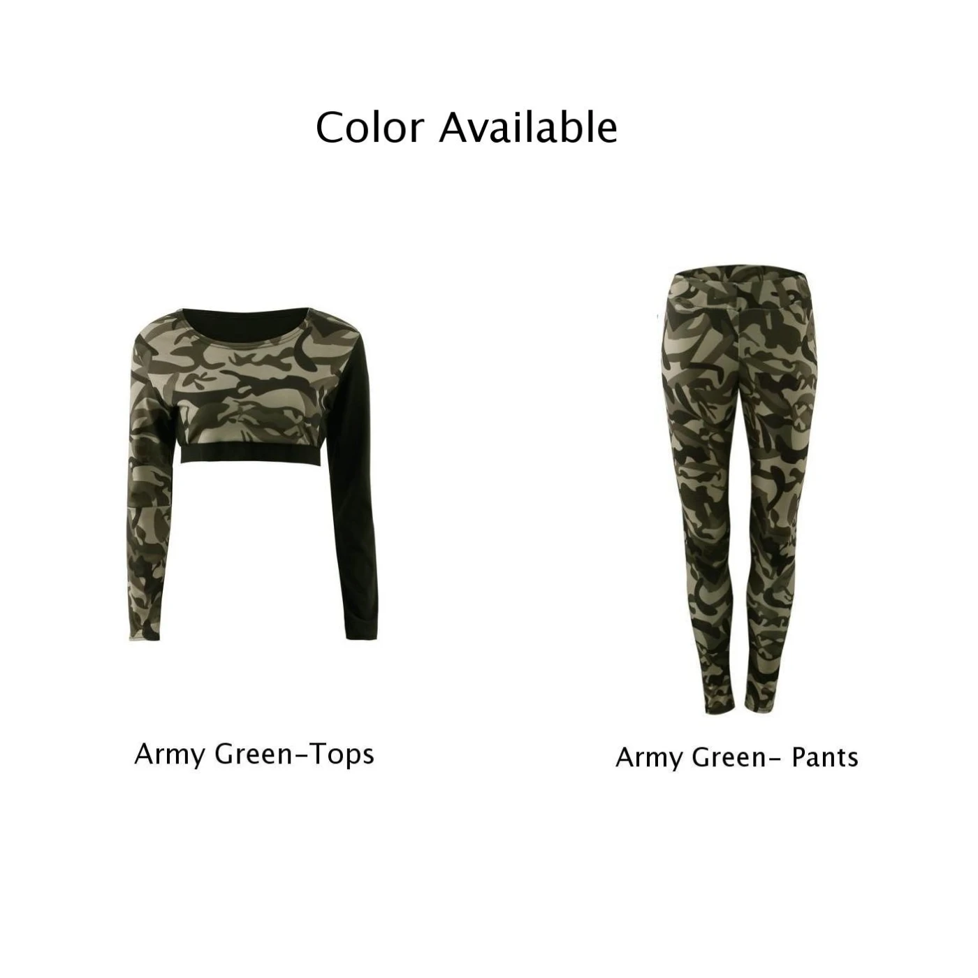 Женский укороченный топ+ брюки для фитнеса, леггинсы, спортивная одежда для тренировок Camoflage Slim Fit s-xl длинный рукав