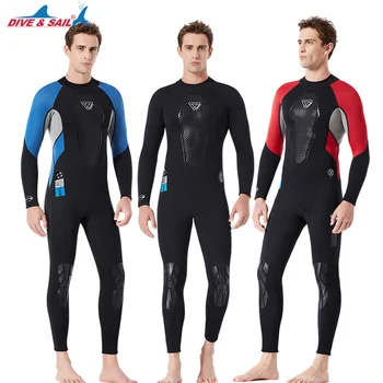 

DIVE&SAIL Men 3MM Wetsuit Conjoined Warm Swimsuit Long Sleeve Diving Suit Optional Size For Most Muscle