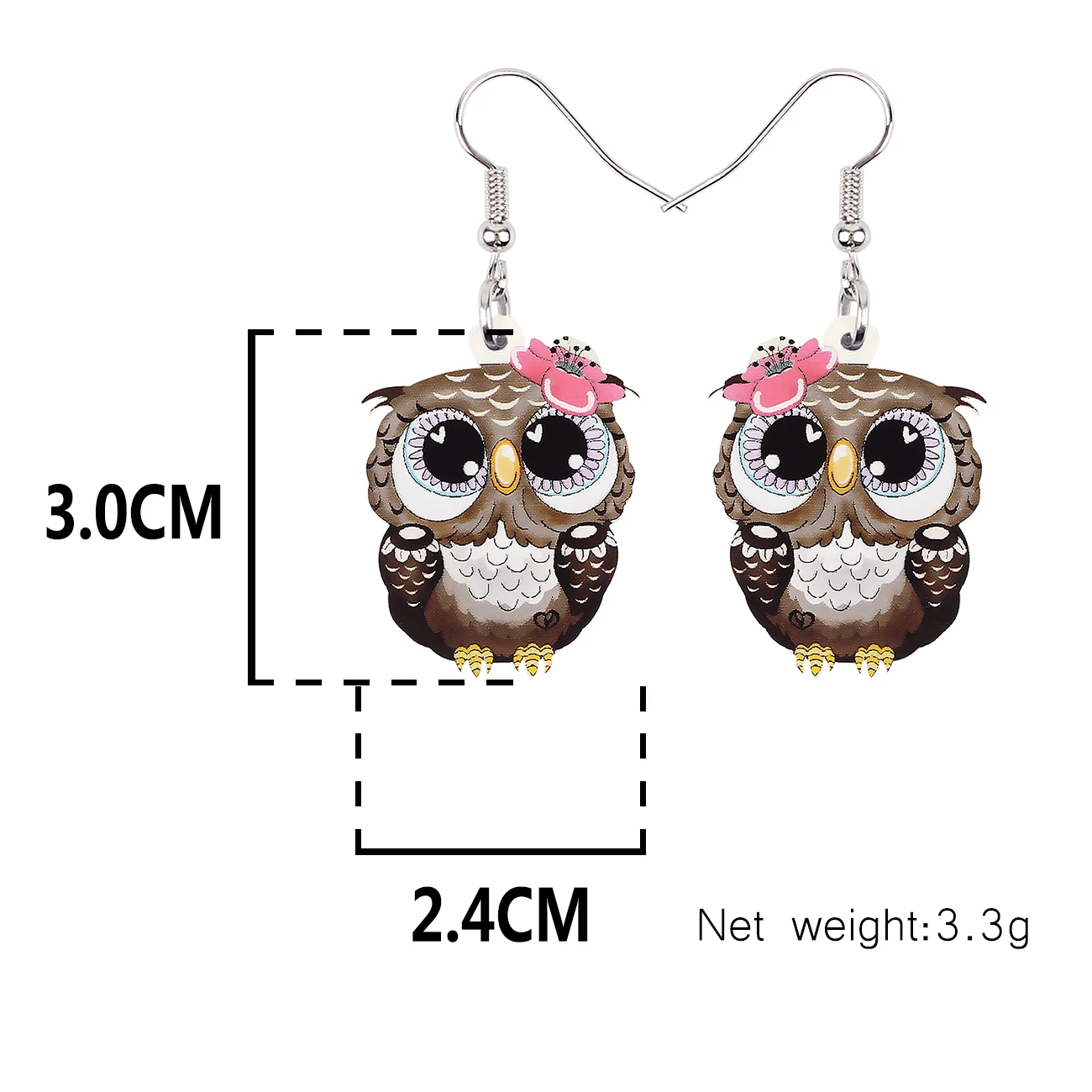 BONSNY Acrylic Sweet Flower Cartoon Owl Nighthawk Earrings Long Drop Dangle Novelty Charm Gifts Unique Jewelry For Women Girls dangle earrings long earrings flower earrings acrylic earrings