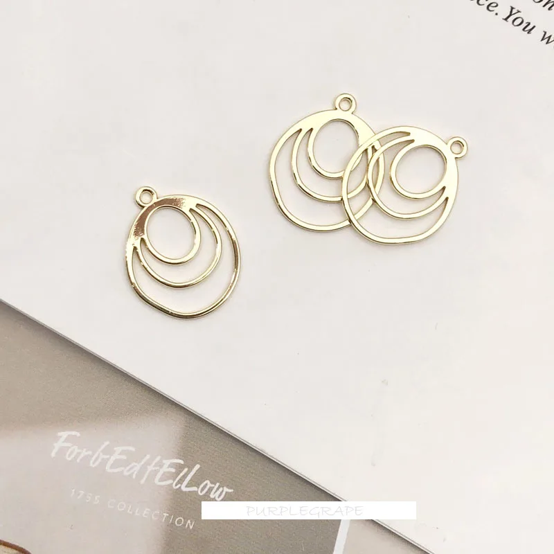 Color retaining alloy with geometric shape diamond accessories round fan-shaped jewelry pendant earrings DIY material