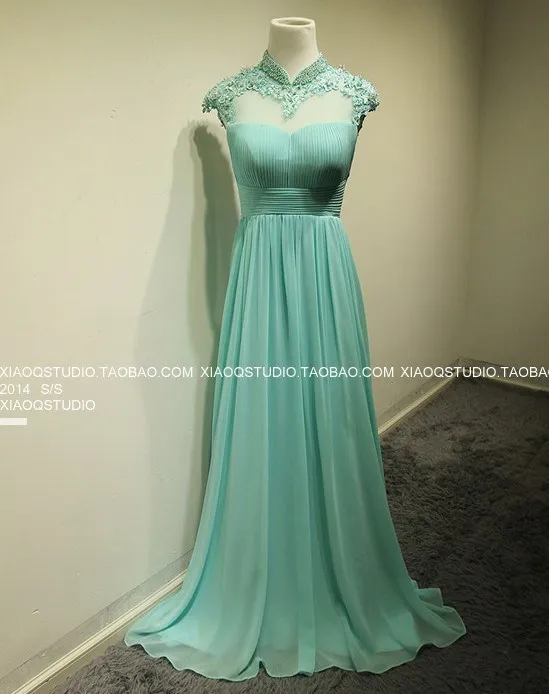 С высоким воротом для женщин vestido de festa новые модные пикантные женские туфли с открытой спиной Длинные Формальные вечерние платье на выпускной нарядные платья