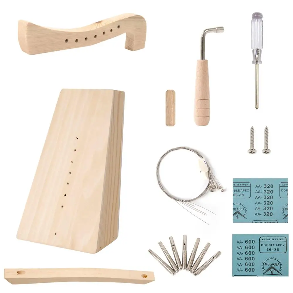 Harp DIY Kit 7 String Lyre Harp Basswood String Instrument Make You Own Home w/ All Accessories Handcraft Music Toys Gifts afbeelding