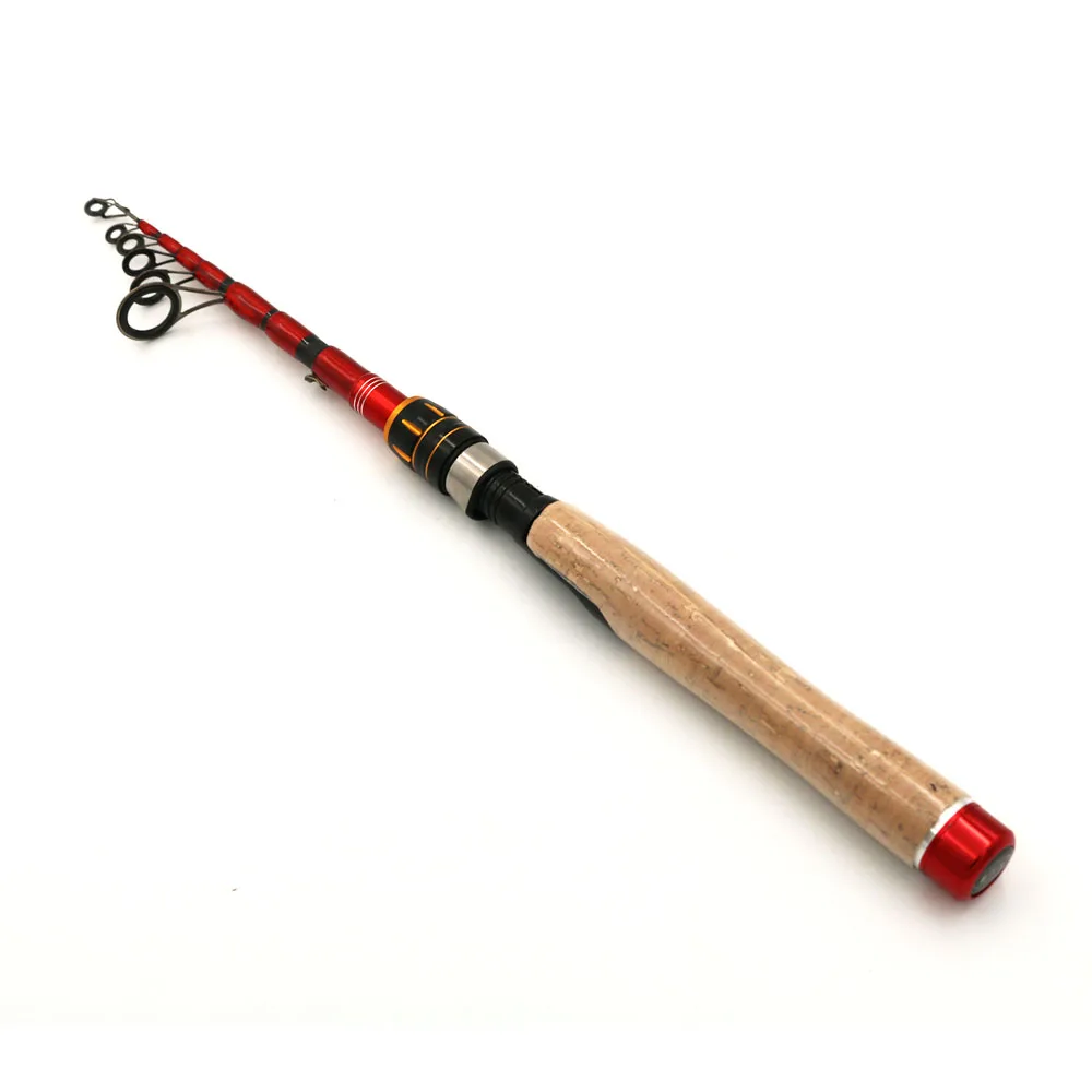 Fishing Rod Telescopic Wooden Handle Spinning Travel Tackle 1.6m 1.8m 2.1m 2.4m 2.7m Lure Carbon | Спорт и развлечения
