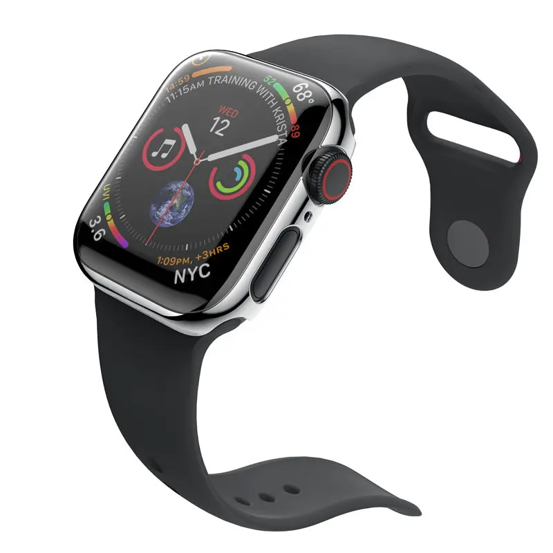 Ремешок для часов+ чехол для ремешок для часов аpple watch iwatch 4 полосным 44 мм 40 мм, 42 мм, 38 мм, версия силиконовый защитный чехол для apple watch серии 4 3 2 - Цвет ремешка: silver black