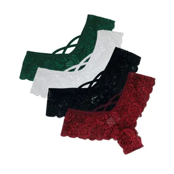 

4PC Sexy Women Lace Flowers Low Waist Underwear Panties G-string Lingerie Thongs