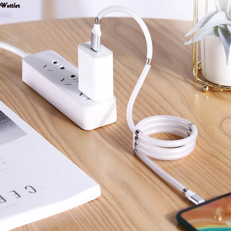 Auto Storage Magnetic Cable Magic Rope Absorption Data Magnet Micro USB Type C For Huawei Xiaomi Samsung Easy to Carry | Электроника