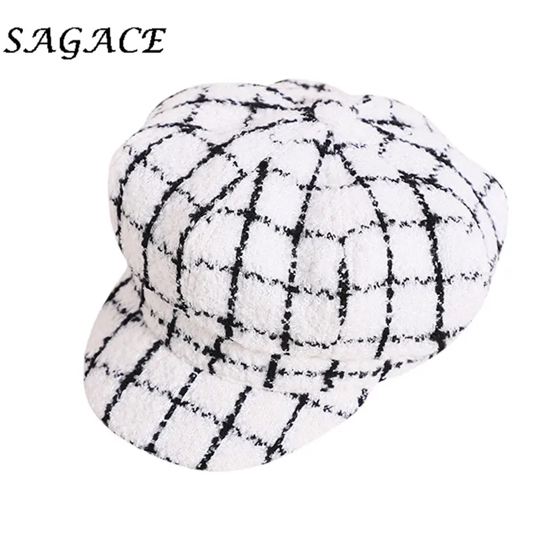 SAGACE hats girls Winter Beret Hat linen Painter Vintage Beret cap children autumn Winter hat Fashion Dome Bare Plaid caps