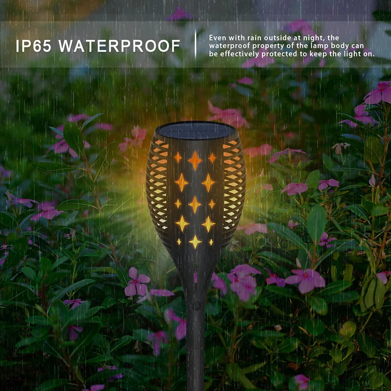 

Solar Powered Flame Lights Outdoor Garden Pathways Waterproof Convenient Household Accessory Party Lighting Fixture Torch Lamp