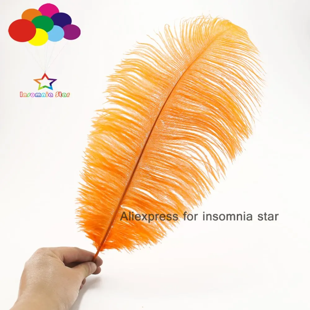 Orange 100 шт. пуховые Высококачественные мягкие перья страуса 25-45 см/10-18 дюймов, украшение из перьев, 13 цветов, опция, отделка из перьев - Цвет: Orange