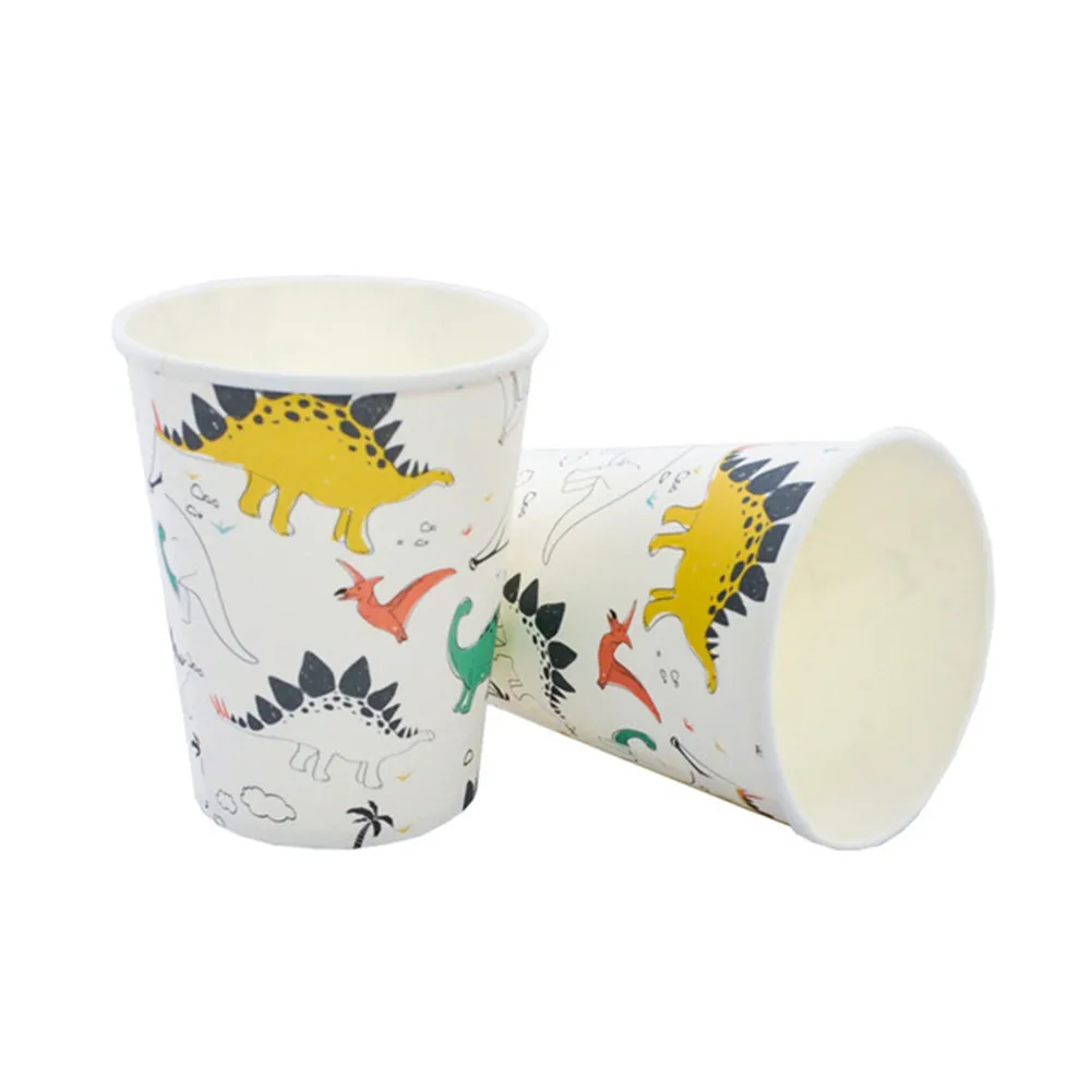 Динозавр-тематическая бумага чашки динозавр чашки животных бумажные чашки День Рождения вечерние украшения столовая посуда поставки для вечеринок