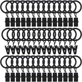 

42 Packs of Curtain Ring, with Clips, Decorative Curtains, Rust, Retro, 1 Inch, Inner Diameter, Black