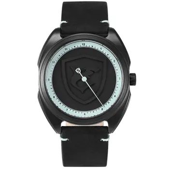 

Collared Carpet Shark Sport Watch 3D White Logo One Simple Hour Hand Design Leather Strap Quartz Men Watches Reloj Hombre Cool