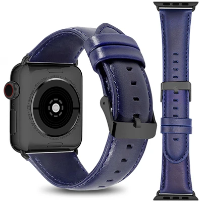 Кожаный ремешок для Apple watch ремешок из натуральной кожи 44 мм 40 мм iwatch 5 4 3 2 1 42 мм 38 мм винтажный кожаный браслет Ремешки для наручных часов - Цвет ремешка: Silver buckle