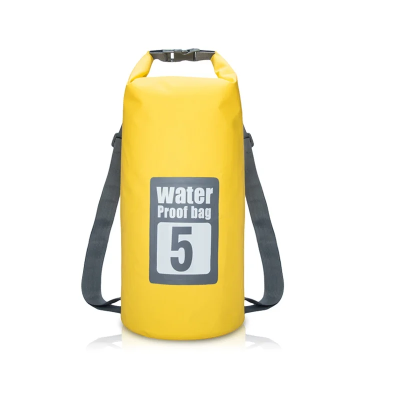 5L 10L Водонепроницаемый сухой мешок с плоской подошвой, уличные пляжные двойные плечевые ремни pvc с пряжкой плавающей мешок для хранения путешествия Плавание плавания рафтинга сумка - Цвет: yellow 5L