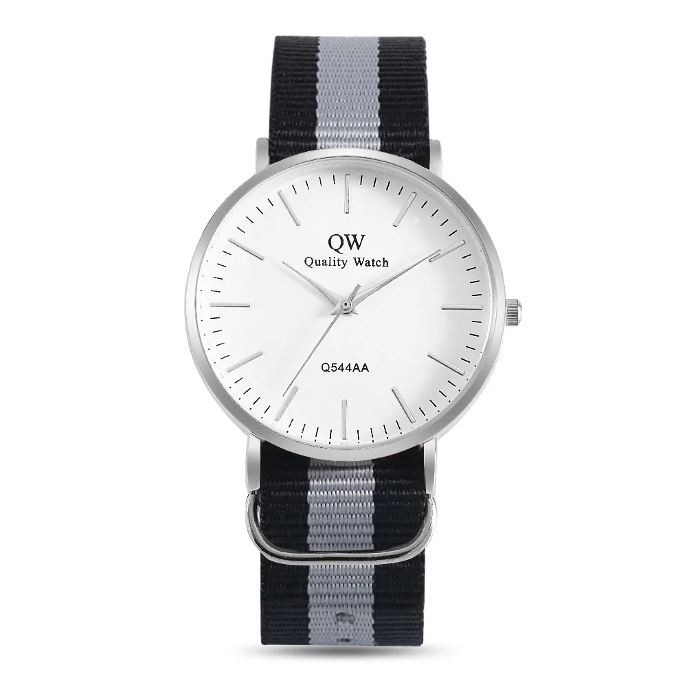 sliver 1 watch QW спортивные Relojes минималистичный британский стиль нейлоновый ремешок наручные часы Пользовательский логотип часы женские кварцевые роскошные OEM часы - Цвет: sliver 1 watch