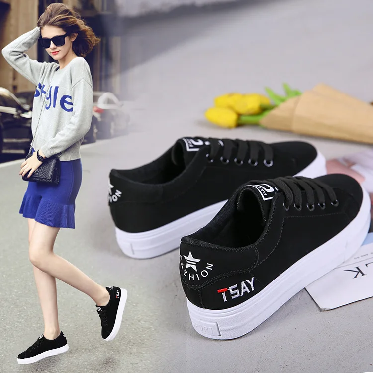 

2019 Hot Selling Spring And Autumn New Style Korean-style Students Athletic Shoes Platform Women's Shoes Lace-up Casual Versatil