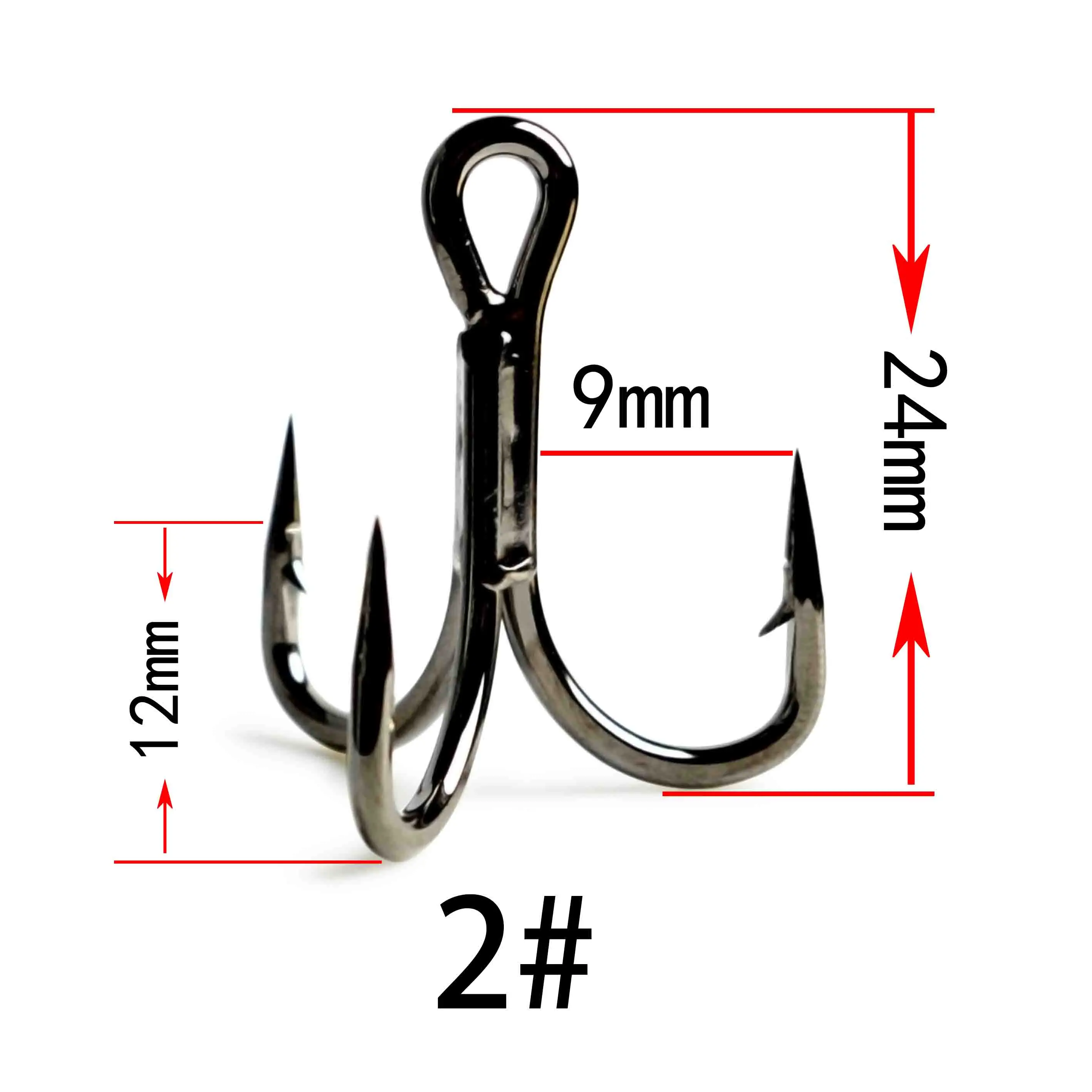 200pcs 5/0 Fishing 3x Treble Nickel Hook hi-carbon steel hook Fish WOW!®  bulk pk