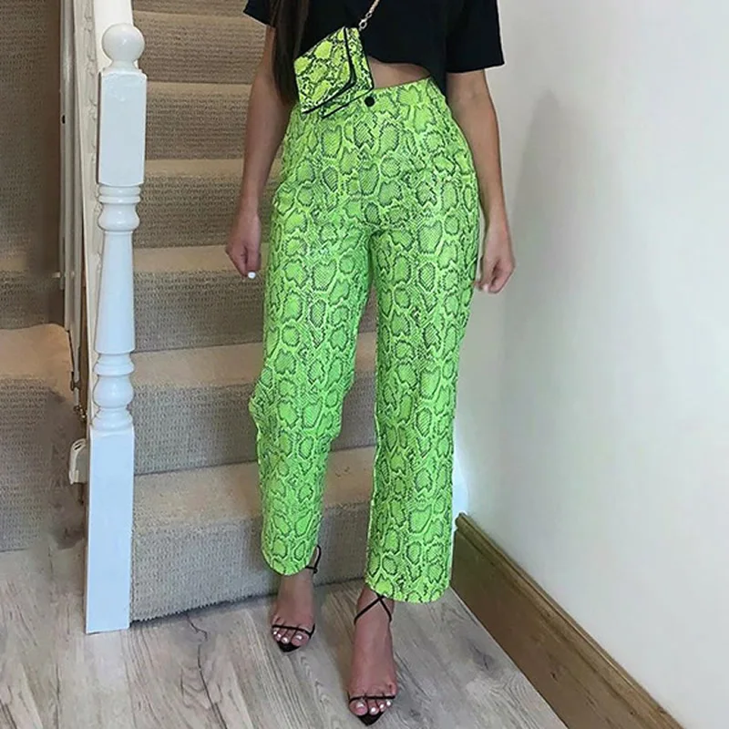 Loose Snake Print Reflect Light Night Running Women's Laides Casual Hip Hop Pants Capris Loose Snake Print Reflect Light Night Running Women's Laides Casual Hip Hop Pants Capris