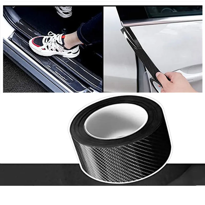 Adesivo Fibra Di Carbonio 7cm X 3m – Pellicola Protettiva Nera Anti Graffio Per Auto – Protezione Bordi Portiera