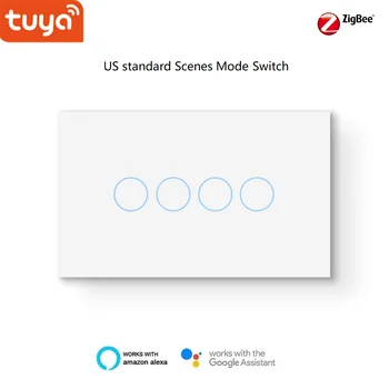 

Tuya Zigbee Smart Switch 4Gang 2Way Scene Panel Switch One Button Automation Working with TuYa ZigBee Hub, One-click linkage