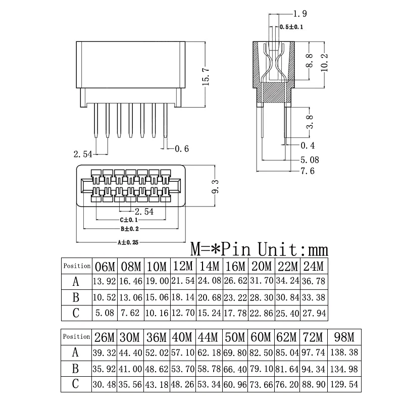 2.54mm Pitch 6P 8P 10P 12P 16P 20P 26P 30P 36P 40P-98 Pin Edge Card Connector Slot PCB Gold Finger Socket Through Holes 1/2/5Pcs Wire Connector Terminals Wire Connector Electrical Connectors Electrical Connector Cable Connector PCB Connector