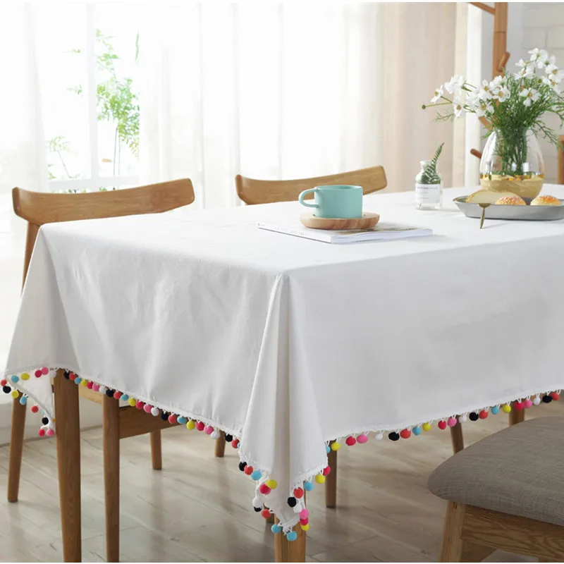 

Solid Color Tassel Tablecloth Plaid Multicolor Table Cover Printed Picnic Cloth Background Cloth Table Decor Waterproof Oilproof