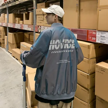 

Hip Hop Men's Autumn Jackets Fashion Letter Printed Korean Man Casual Coats 2020 Male Streetwear Zipper Jacket