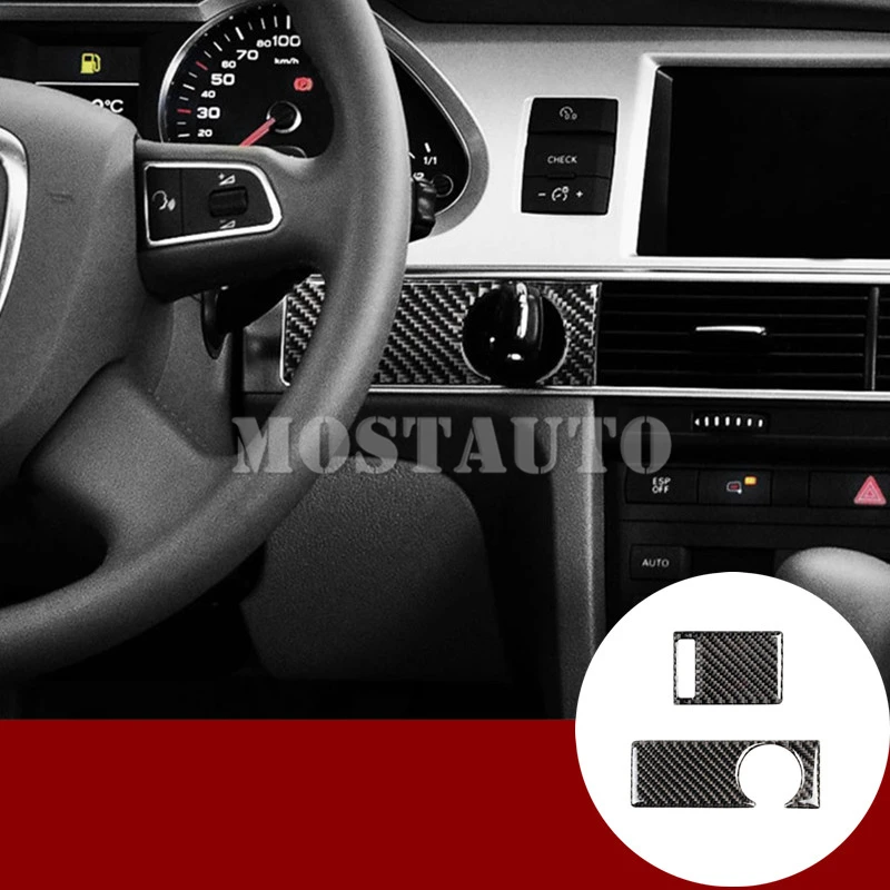 For Audi A6 S6 Carbon Fiber Center Console Key Hole Frame Cover Trim 2005-2011 2pcs Car Accessories Interior Decor | Автомобили и