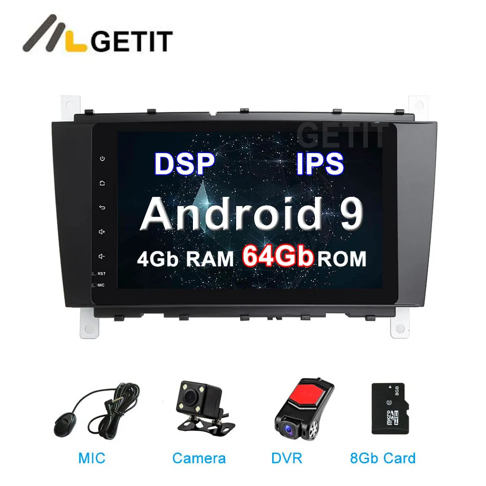 64G DSP Android 9 0 автомобильный DVD стерео радио gps для Mercedes/Benz W203 W209 W219 A160 C180 C200 CLK200 Радио |