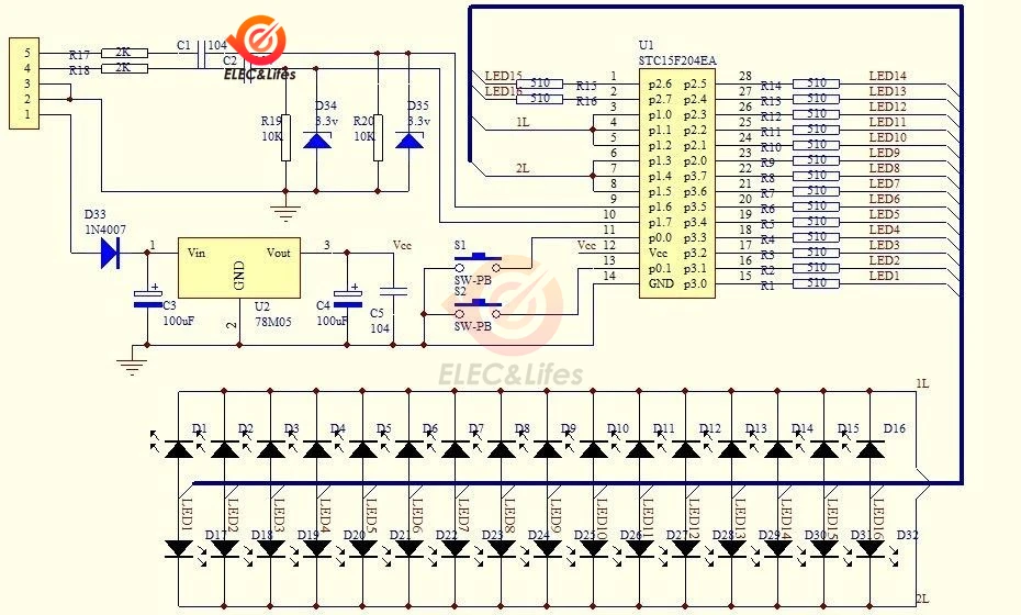 Dual Channel 16 LED level indicator MCU Adjustable Display mode LED VU meter Electronic DIY Kit for  LED Sound Audio Analyzer