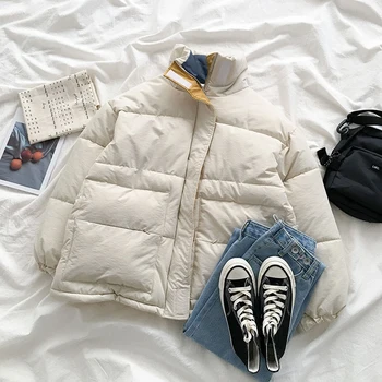 

HWLZLTZHT Winter Thicken Women Parkas 2020 New Casual Turtleneck Loose Down Jacket Female Warm Cotton Padded Winter Coat Women