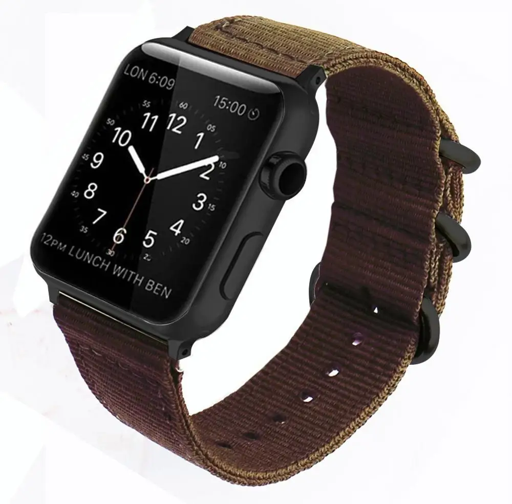 Coffee Ремешок для apple watch ремешок 44 мм 40 мм iwatch ремешок 42 мм 38 мм нейлон Nato Ремешок Браслет ремешок для apple watch 4 3 2 1 - Цвет ремешка: Coffee