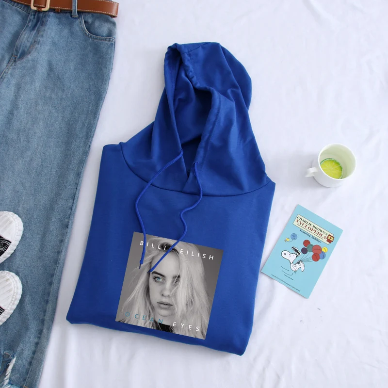 Модные толстовки Billie Eilish Женская и мужская одежда с капюшоном для улицы Мужская толстовка в стиле Харадзюку куртка с контрастным по цвету капюшоном пуловер на осень