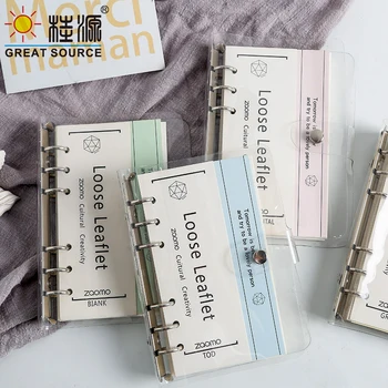 

Korean Refillable Binder Journal Planner A6 Loose Leaf Notebook Transparent Cover Planner For School Supplies (8PCS)