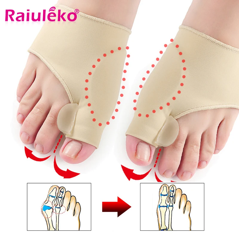 2pcs=1Pair Toe Separator Hallux Valgus Corrector Feet Bone Thumb Adjuster Toe Separator Pedicure Socks Pain Relief Bunion Device