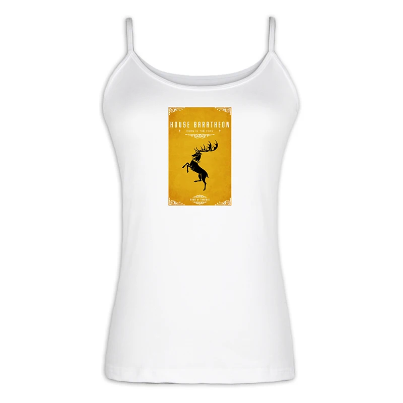jfSingletS2164W Bucks Game of Thrones House Baratheon of Storm's End Our Is the Fury женский сексуальный жилет, хлопковый топ на бретелях - Цвет: jfSingletS2164W