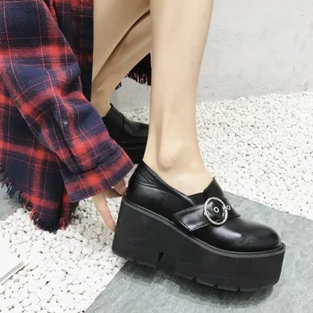

2019 autumn new fashion simple solid color flat shoes women retro style comfortable thick sole casual shoes