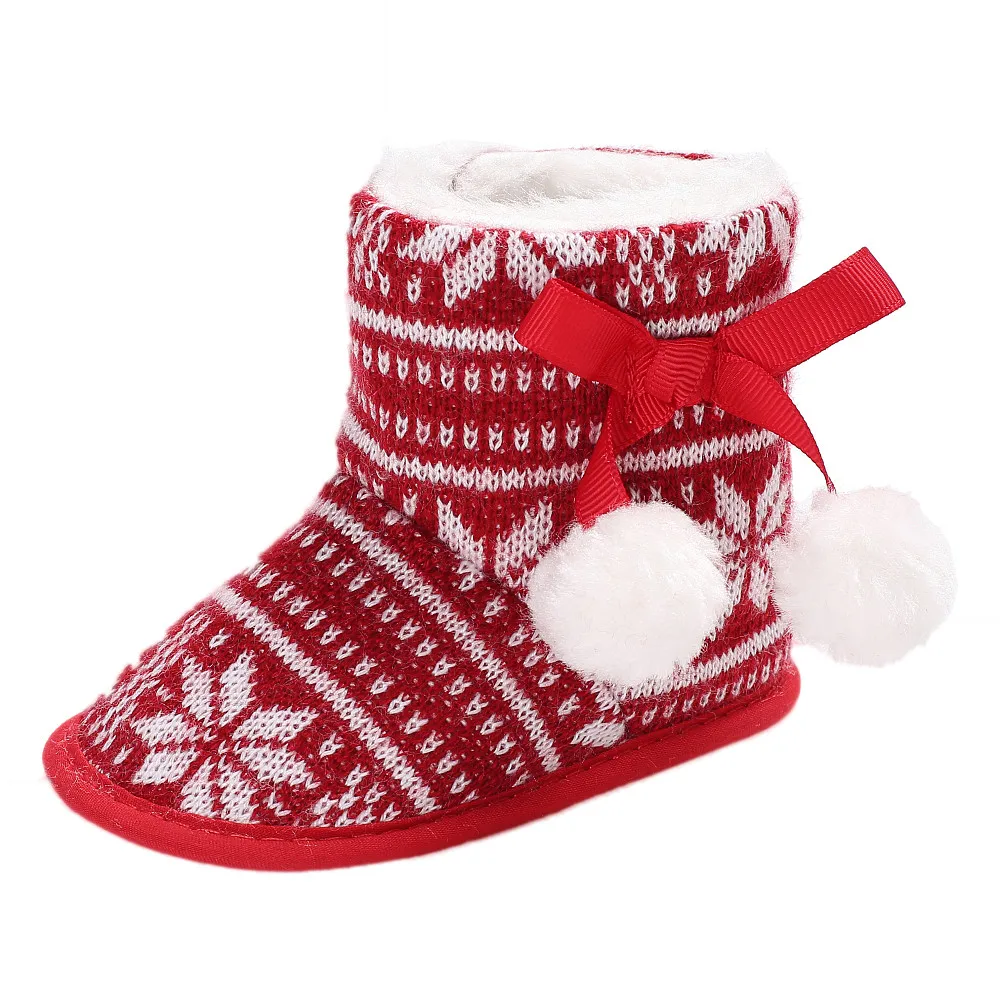 Обувь для малышей с рождественским оленем; первая обувь для новорожденных мальчиков и девочек; новые зимние теплые ботинки на мягкой подошве; повседневная обувь для малышей