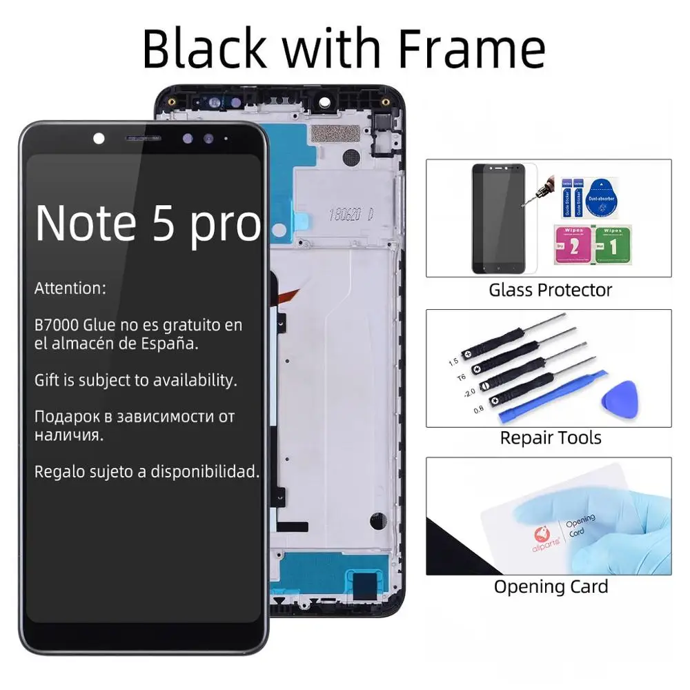Black with Frame Дисплей для Xiaomi Redmi Note 5 LCD в сборе с тачскрином на рамке 5.99'' черный белый - Цвет: Black with Frame
