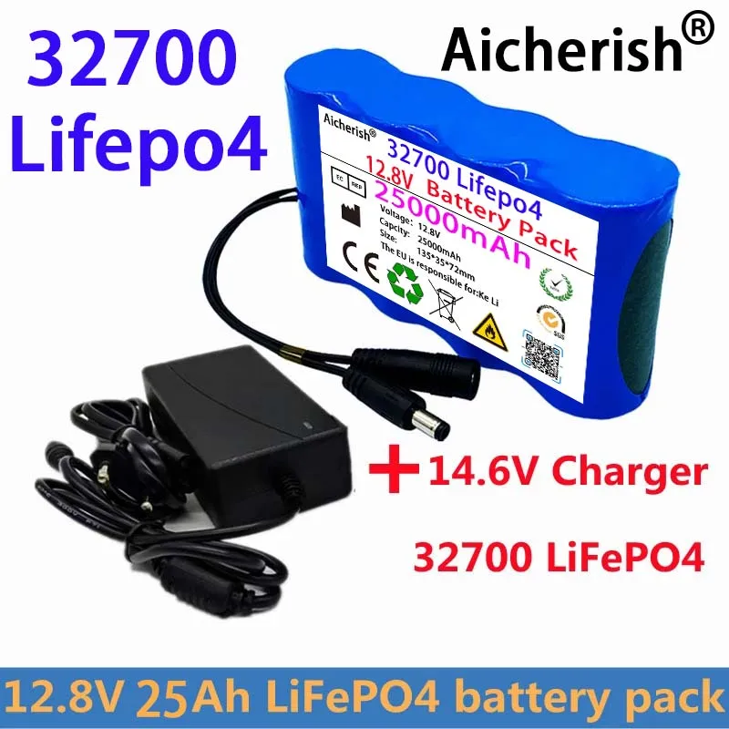 Aicherish 12 8 В 25 Ач 32700 LiFePO4 перезаряжаемая батарея Встроенный 40A одинаковый порт