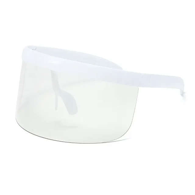 SO&EI Oversized Anti-Peeping One Piece Rimless Sunglasses Men Fashion Outdoor Sports Windproof Goggles Women UV Mask Sun Glasses White clear